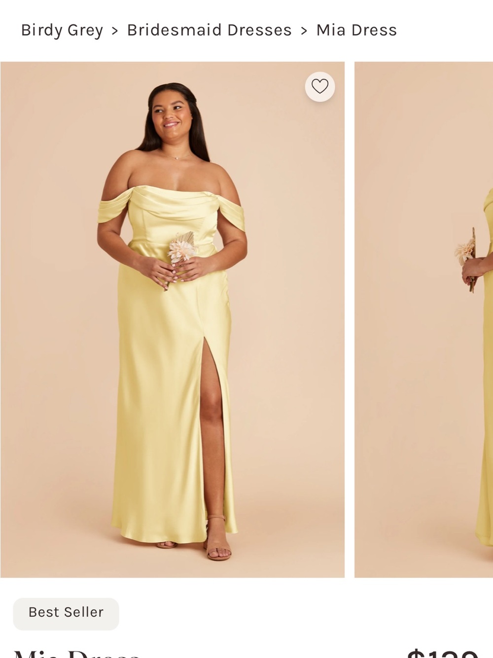 Birdy Grey Mia Off-Shoulder Satin Dress in Pale Yellow
